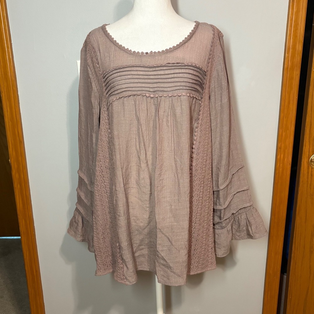 Kori America Romeo & Juliet Tunic Top Tiered Sleeve Boho Blouse Size‎ M